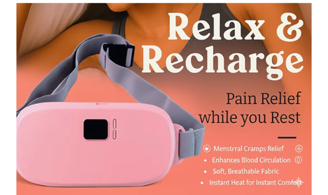 Electric Cramp Relief Belt for Women | Rechargeable Period Heating & Massage Device | Portable Menstrual Comfort Pad